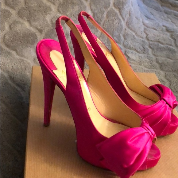 Christian Louboutin Shoes - Christian Louboutin pink size 37 red bottoms satin